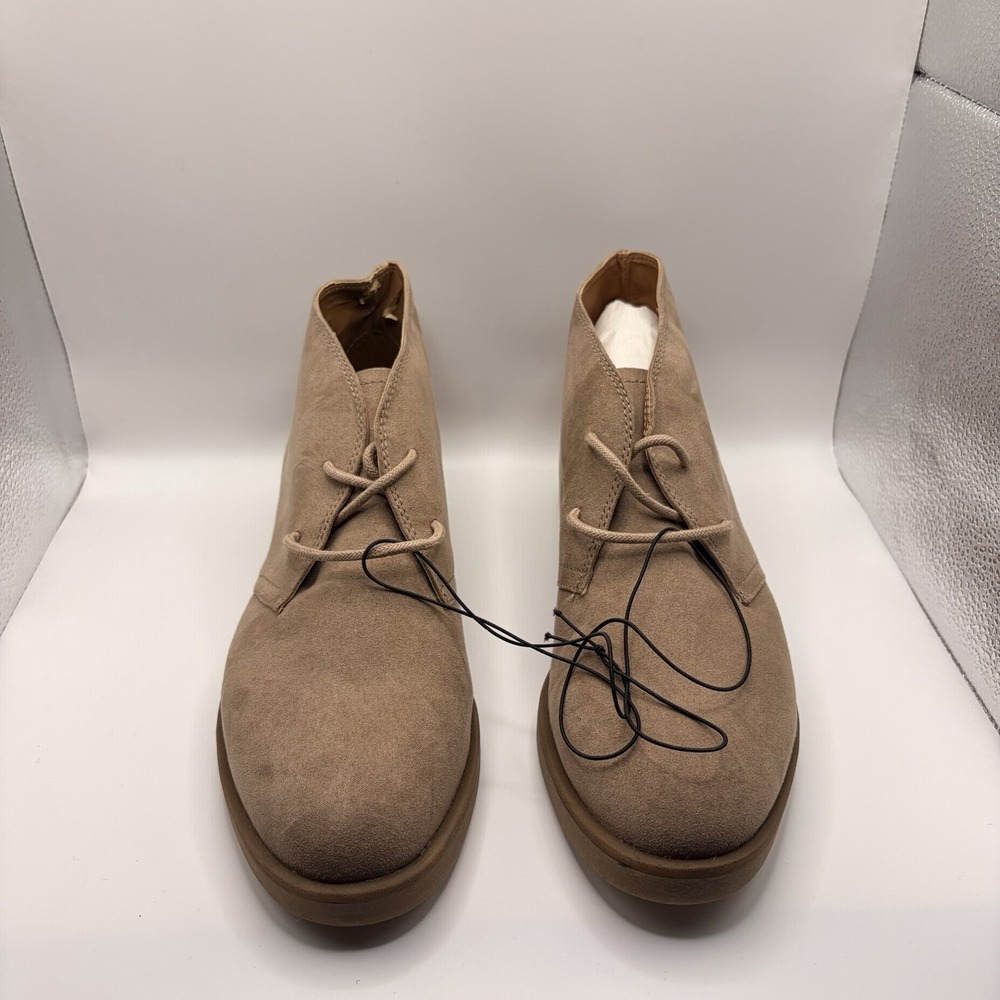 Merona Mens Chukka Boots 9.5 Tan Faux Suede Desert Casual Minimalist